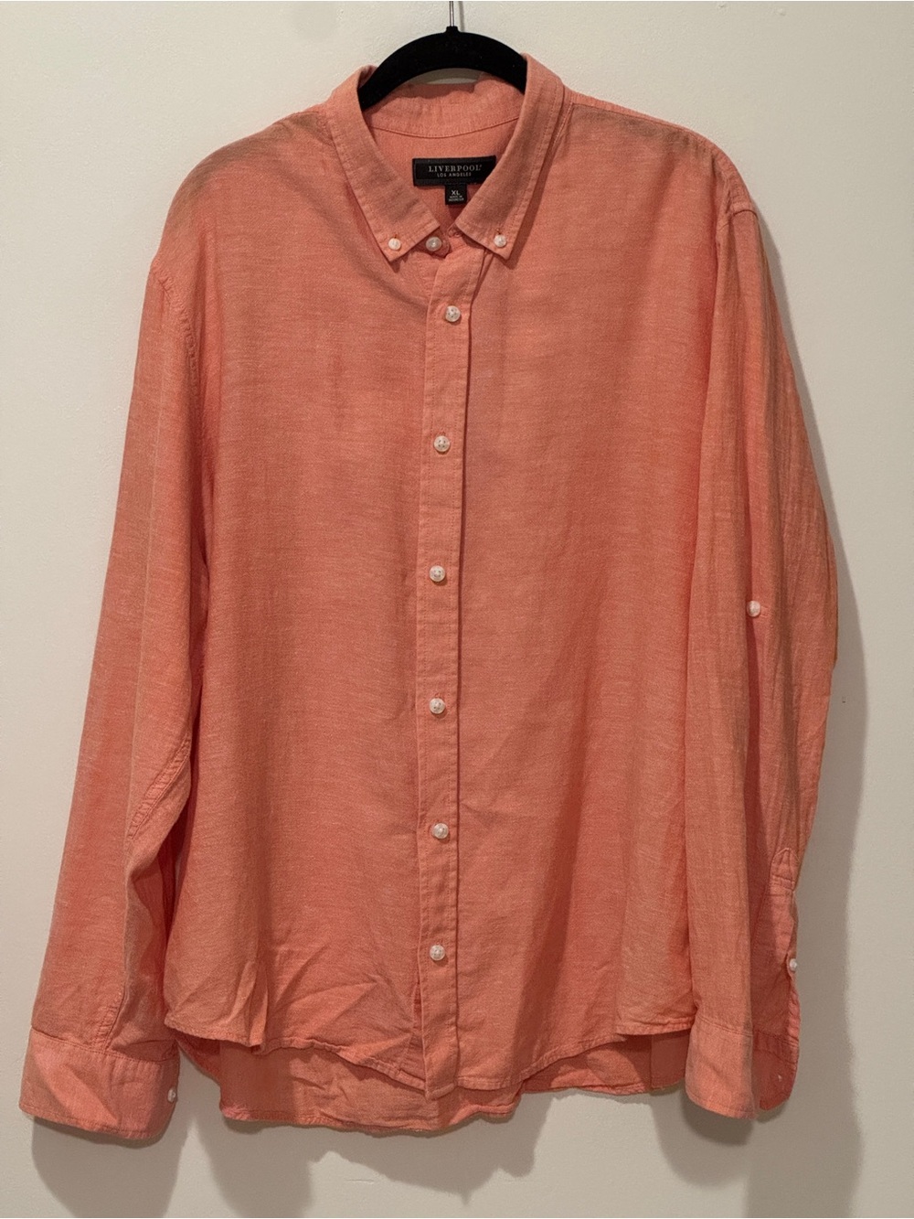Liverpool Los Angeles Men’s XL Orange Cotton Linen Button-Up Shirt